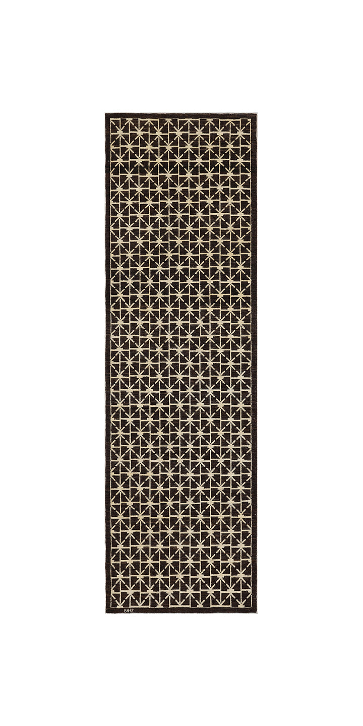 3'x10 'Brown Geometric Ariana Hand Knotted Wool Modern Runner Rug