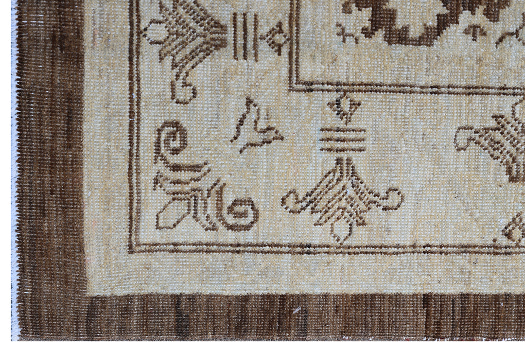 6'x9' Ariana Traditional Hand Knotted Brown Ivory Agra Design Area Rug