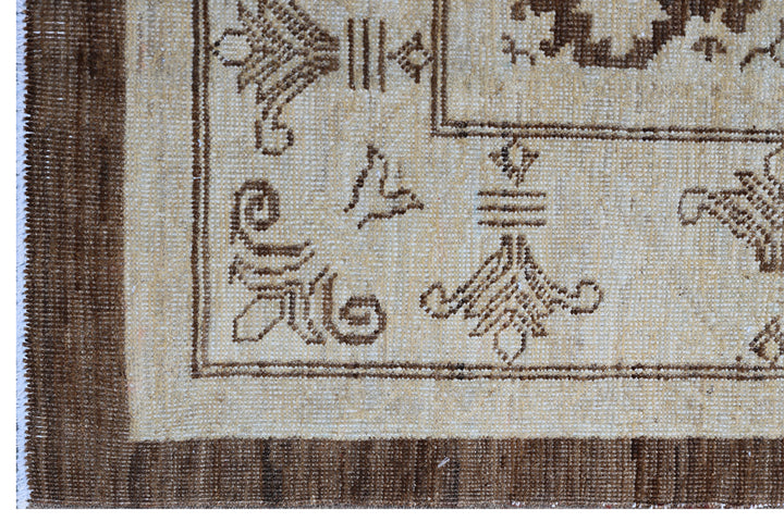 6'x9' Ariana Traditional Hand Knotted Brown Ivory Agra Design Area Rug