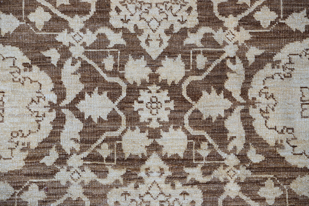 6'x9' Ariana Traditional Hand Knotted Brown Ivory Agra Design Area Rug