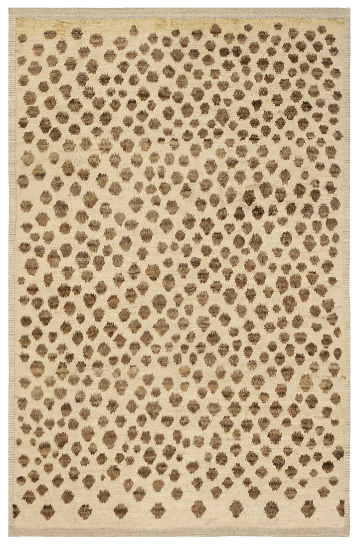 8'x11' Afghan Rug | Green & Terracotta Polka Dot Contemporary Rug