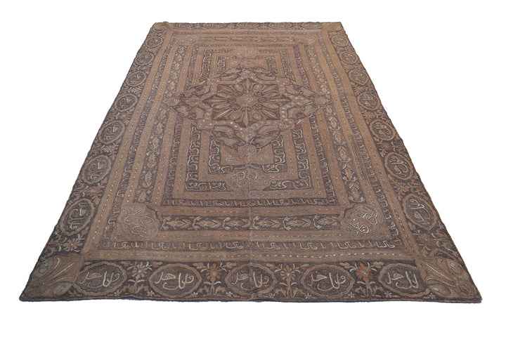 6'x8' 19th Century Ottoman Turkish Tuğra Embroidery Textile