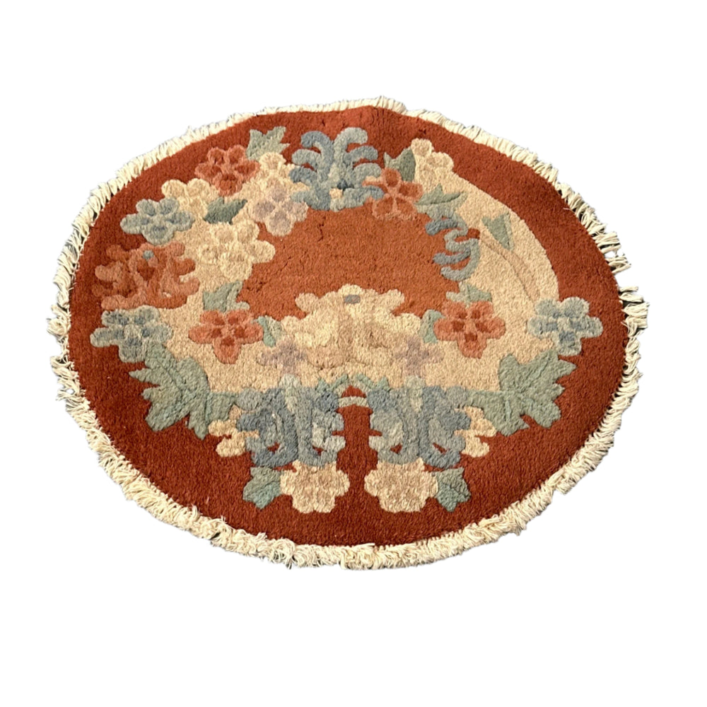 19"x18" Small Round Rug | Vintage Art Deco Area Rug