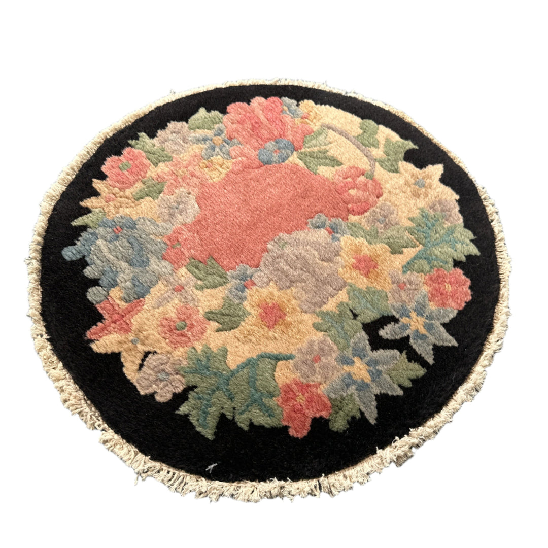 Small Round Rug | Vintage Art Deco Area Rug