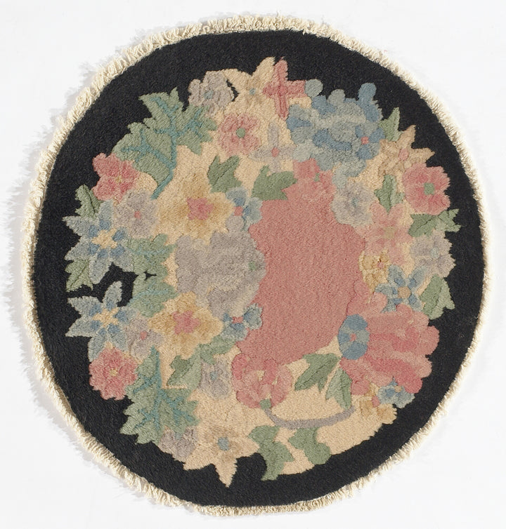 Small Round Rug | Vintage Art Deco Area Rug