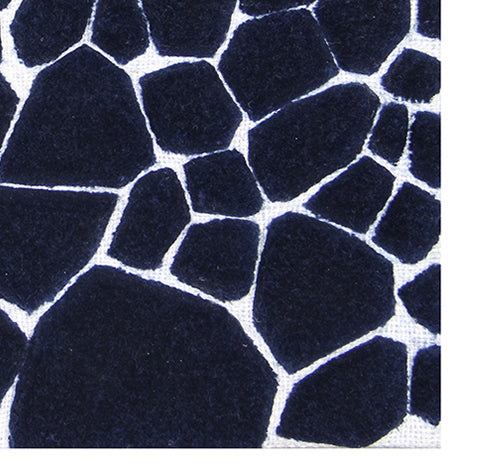 Navy blue fabric with a textured pattern resembling pebbles on a white background