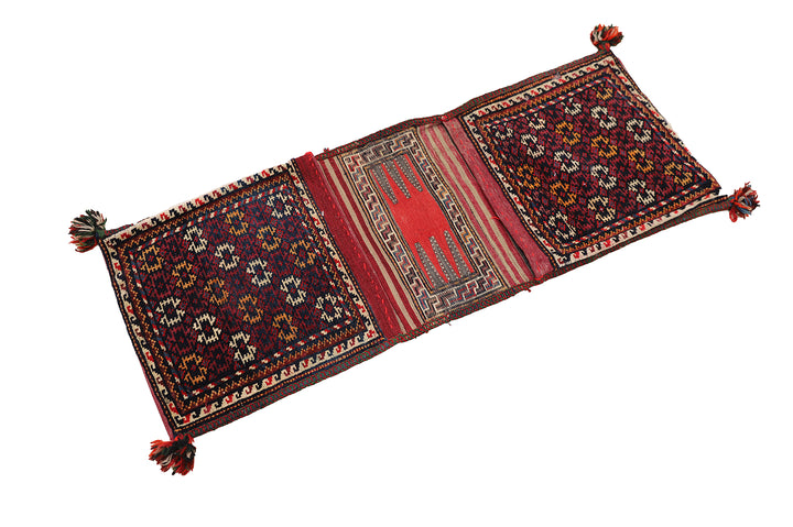 1'x3' Vintage Persian Saddle-Bag Rug | Organic Wool Earth Tones