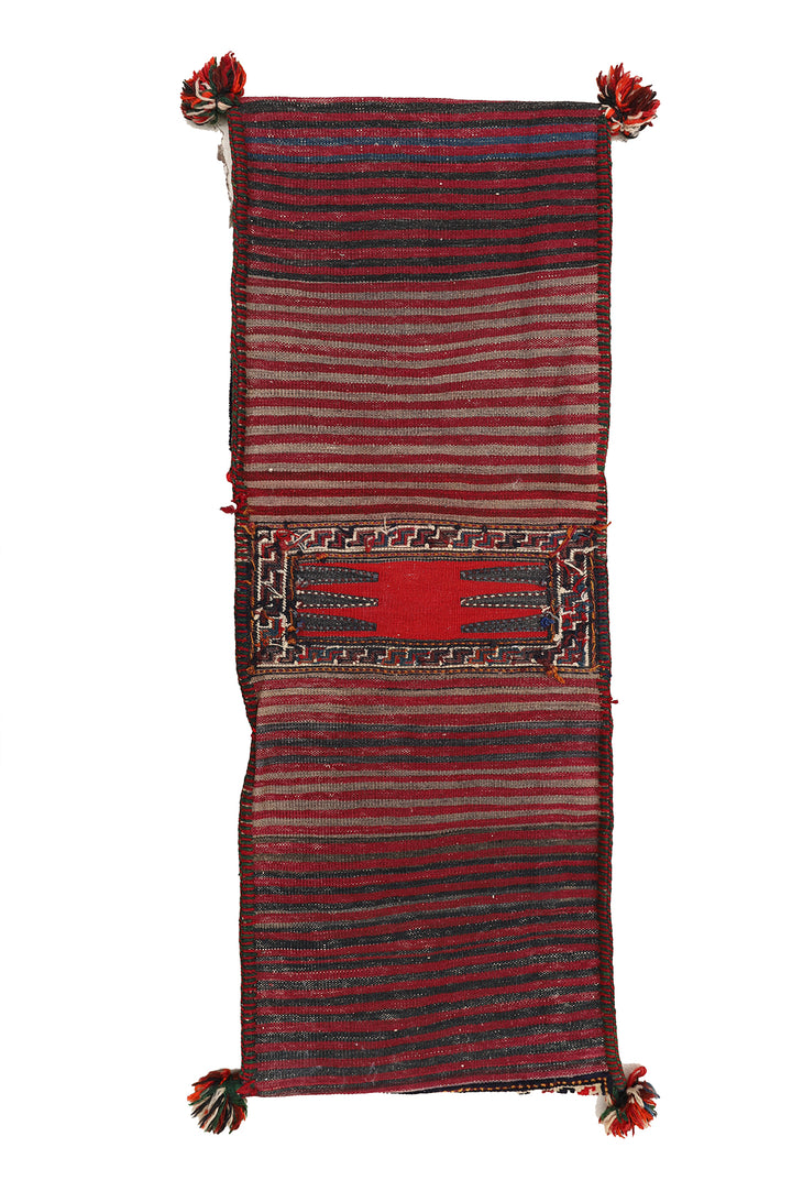 1'x3' Vintage Persian Saddle-Bag Rug | Organic Wool Earth Tones