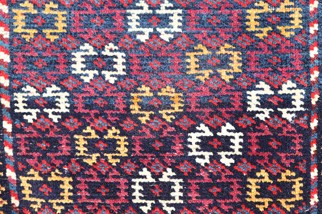 1'x3' Vintage Persian Saddle-Bag Rug | Organic Wool Earth Tones