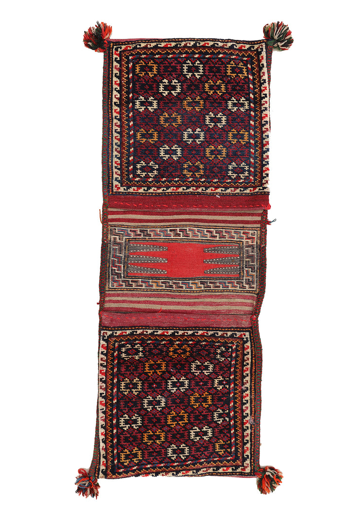 1'x3' Vintage Persian Saddle-Bag Rug | Organic Wool Earth Tones