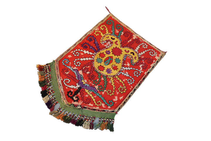 19th. Century Uzbek Shield Shaped Tent Hanging Decorative Susani