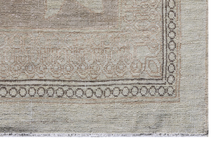 10'x14' Ariana Polonaise Design Green Blue Pink Ivory Brown Silk and Wool Luxury Rug