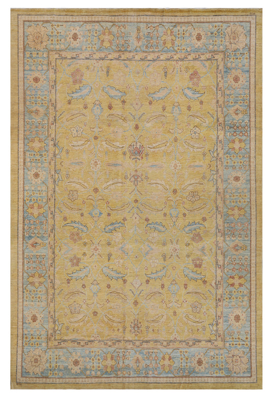 9'x12' Ariana Agra Design Gold Blue Rug