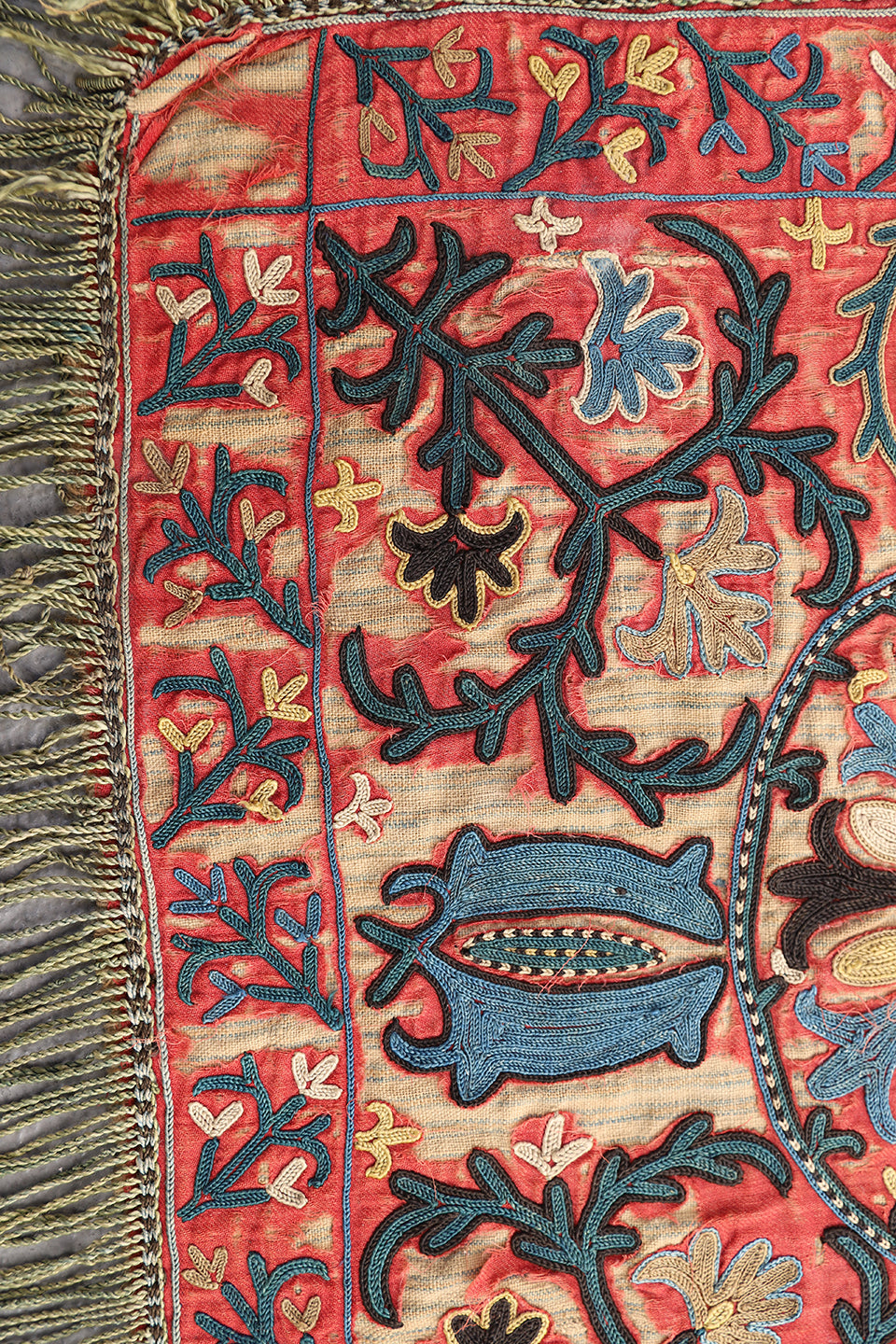 1'5"x1'5" Antique Collectable Afghan Uzbek Laqai Home Decor Textile