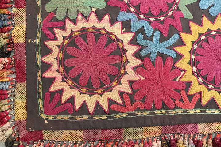 2'x2' Antique Collectable Afghan Uzbek Decorative Textile