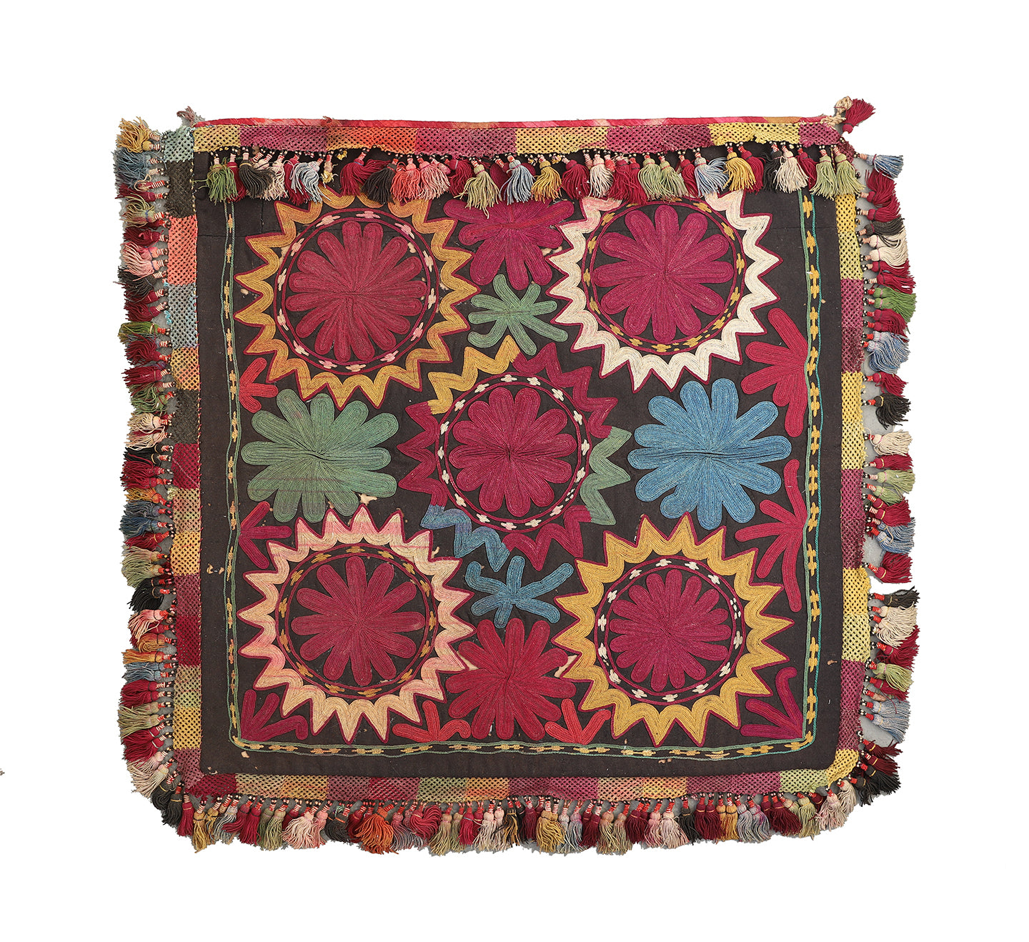 2'x2' Antique Collectable Afghan Uzbek Decorative Textile