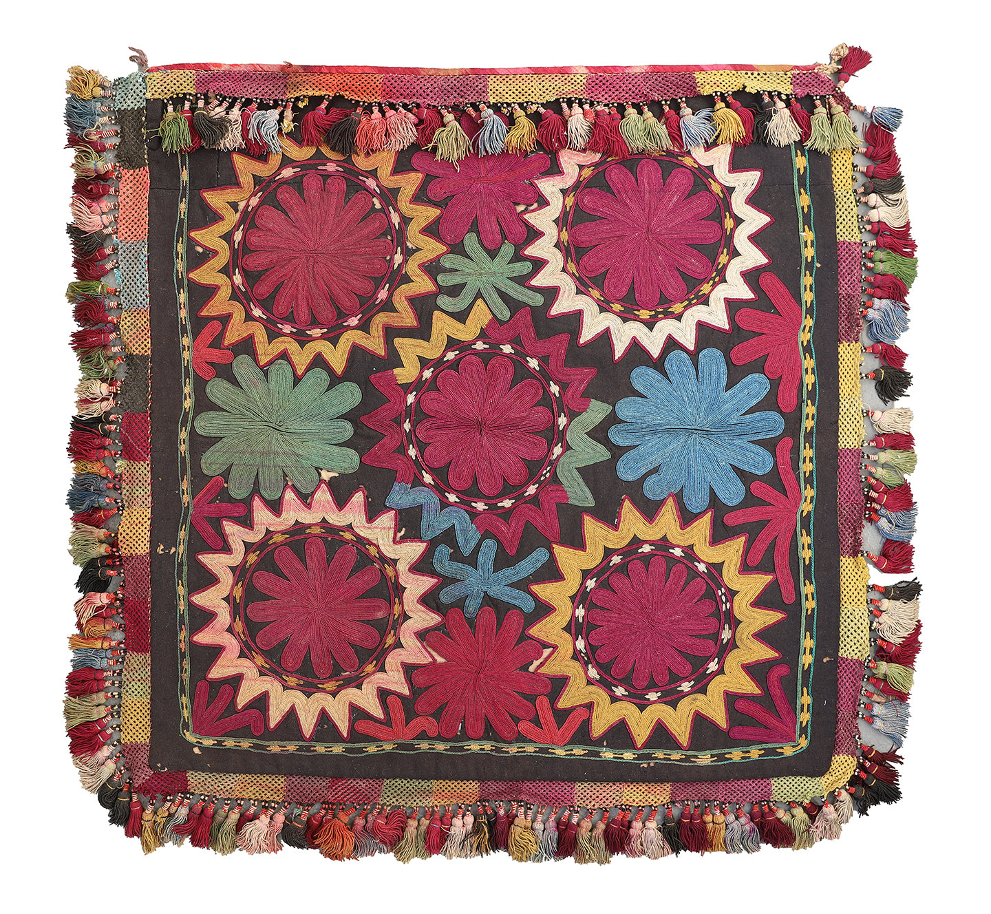 2'x2' Antique Collectable Afghan Uzbek Decorative Textile