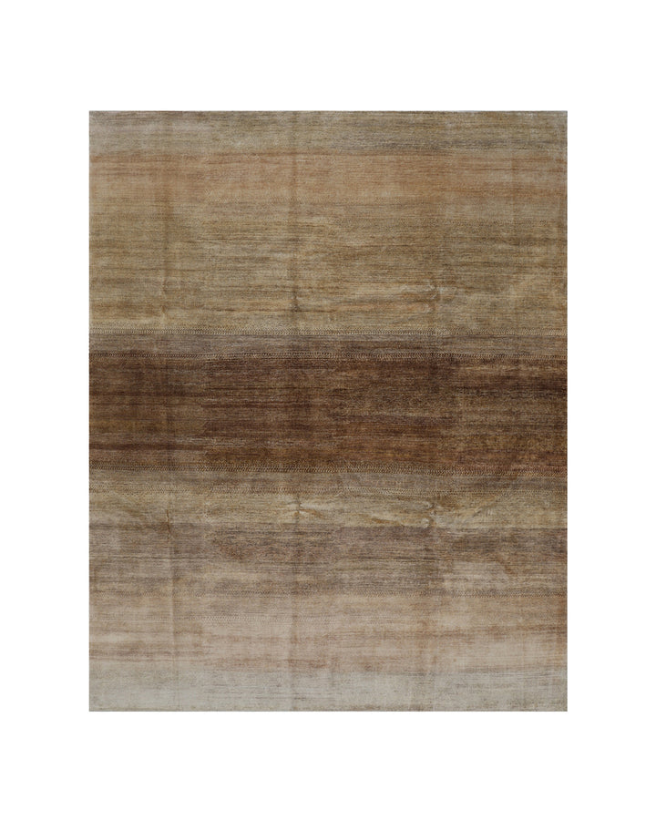 9x12 Contemporary Brown & Gold Ombré Rug | Hand-Knotted Indian Wool
