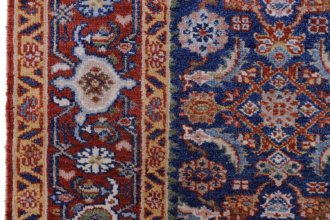 7'x8' Royal Blue Herati Design Hand Knotted Rug