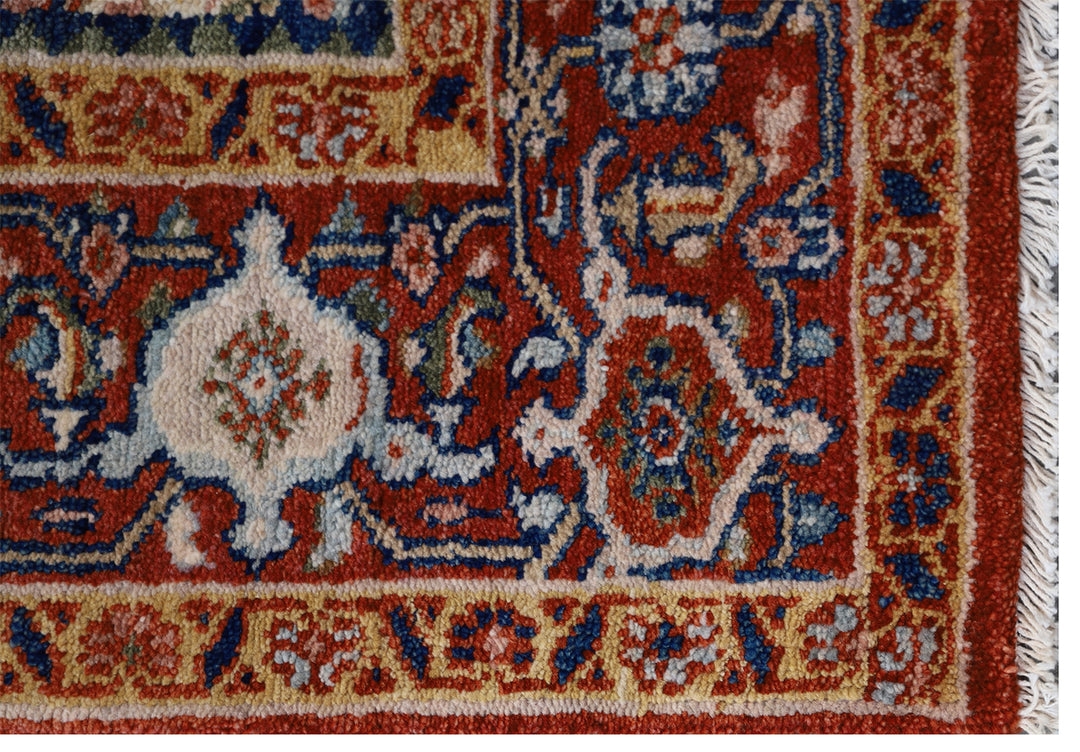 7'x8' Royal Blue Herati Design Hand Knotted Rug