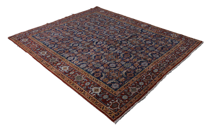 7'x8' Royal Blue Herati Design Hand Knotted Rug