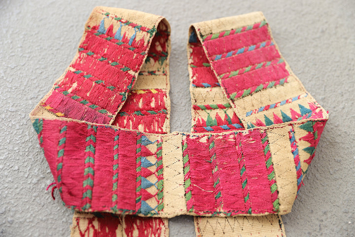 3"x5" Vintage Hand Embroidered Hand Woven Textile Belt