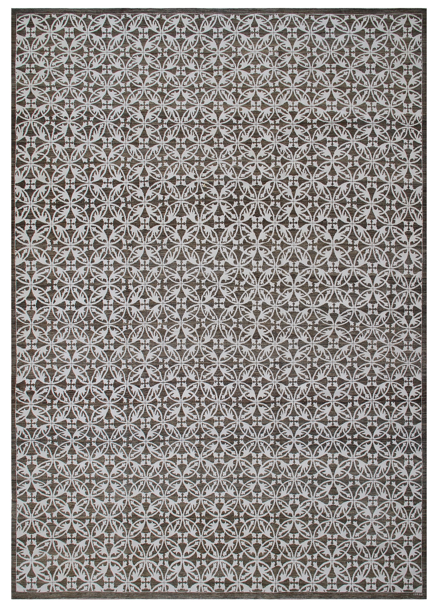 9'x12' Cotton Wool Ariana Brown White Modern Design Rug