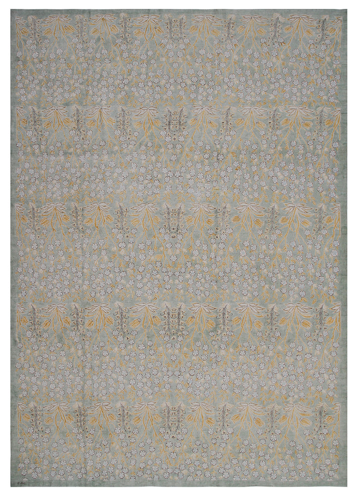 9'x12' Ariana Transitional Floral Blue Cream Brown Modern Rug