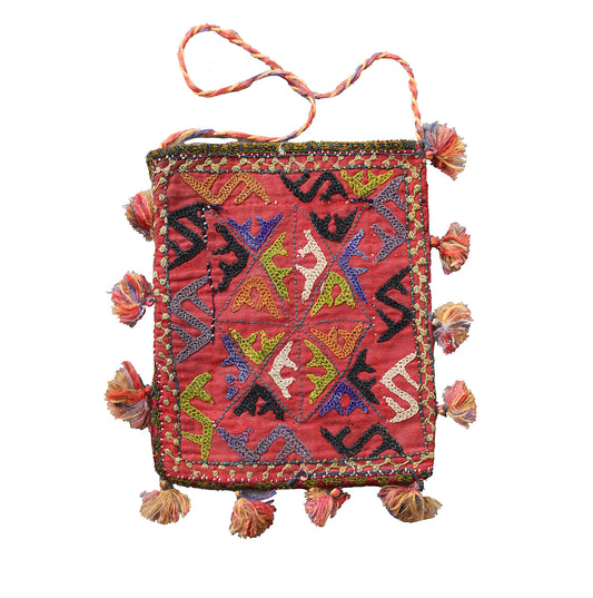 6"x7" Vintage Hand Embroidered Uzbek Ladies Hand Bag