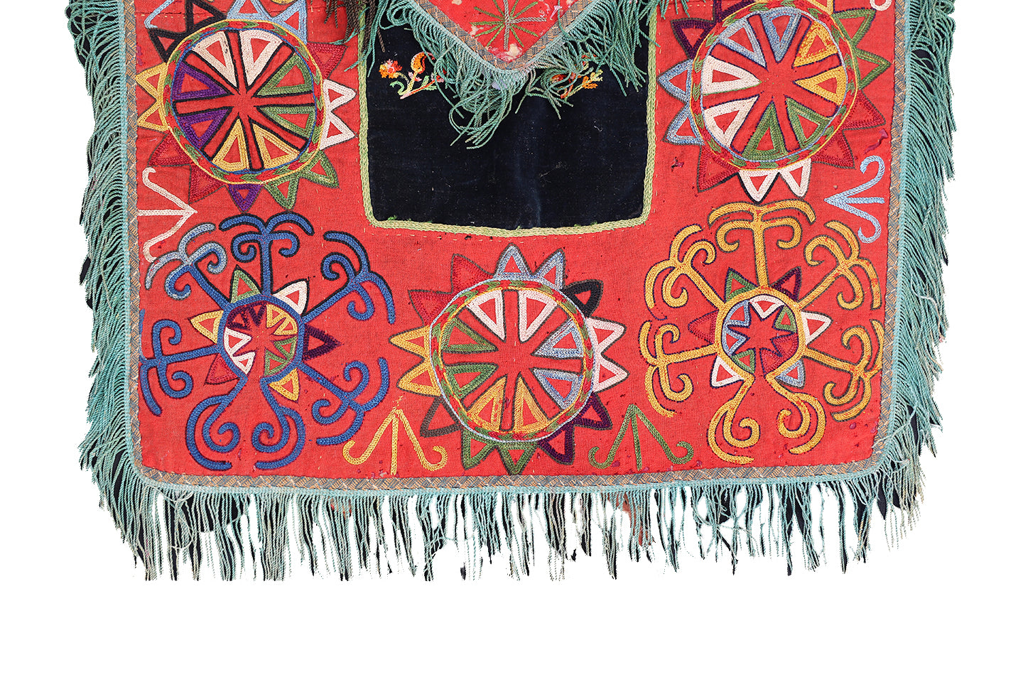 19"x19" Antique 19Th. Century Hand Embroidered Uzbek Mirror Bag Lakai Susani