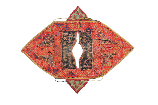 2'x2' Antique Uzbek Kid Neck Ornament Embroidered Textile