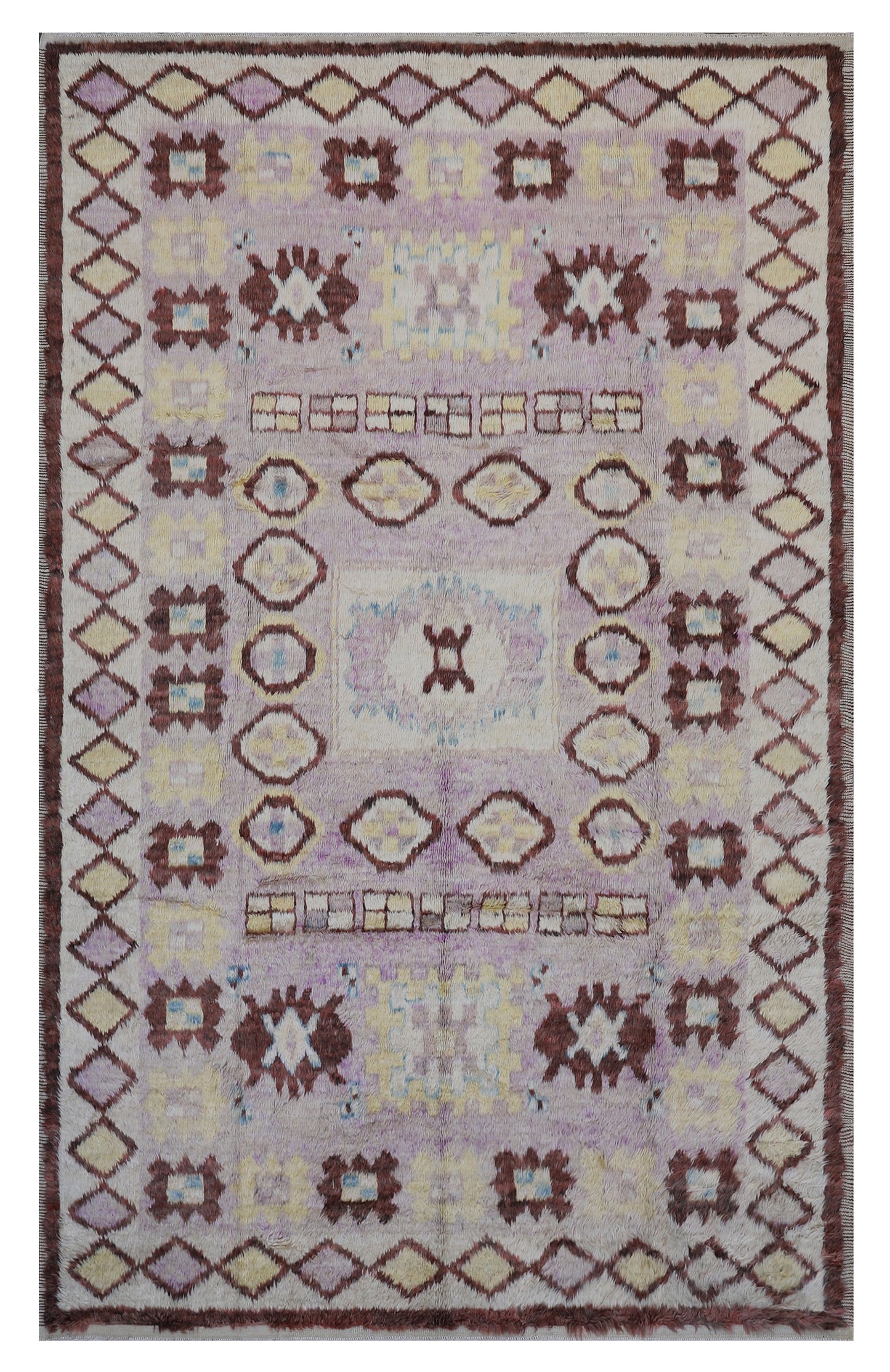 12'x7' Ariana Moroccan Style Ivory Magenta Barchi Rug