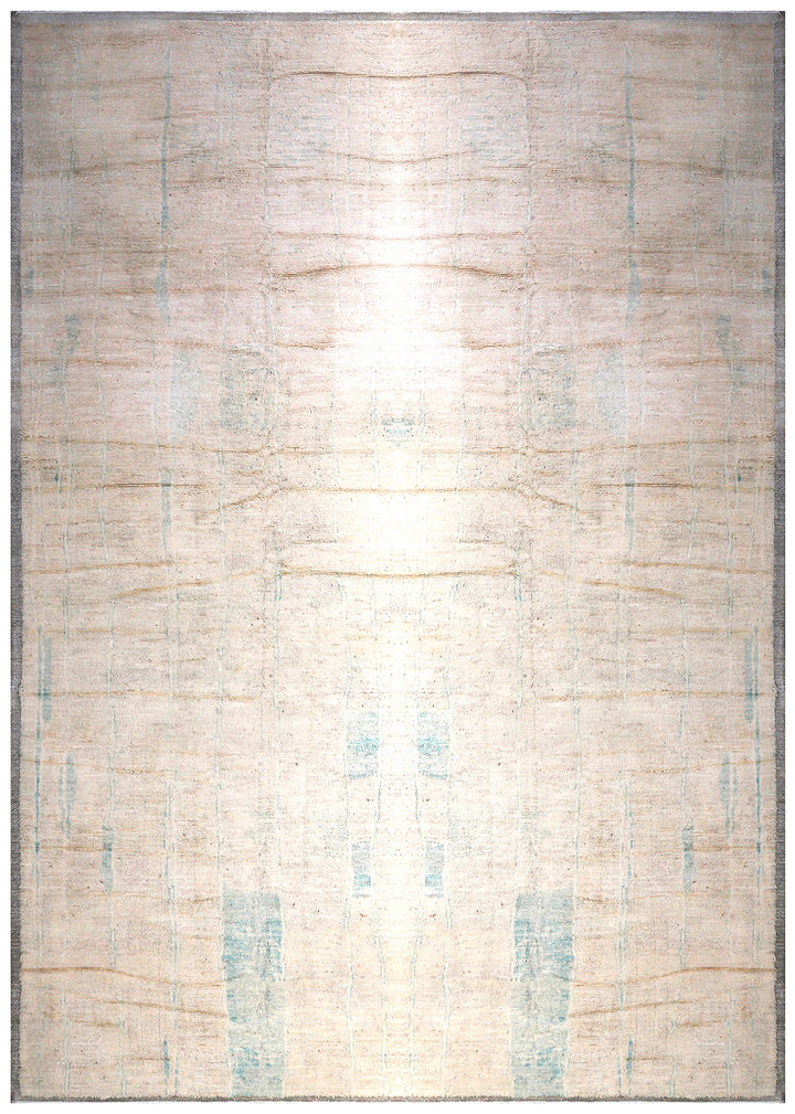 14'x22' Gray Beige and Turquoise Ariana Moroccan Barchi Wool Area Rug