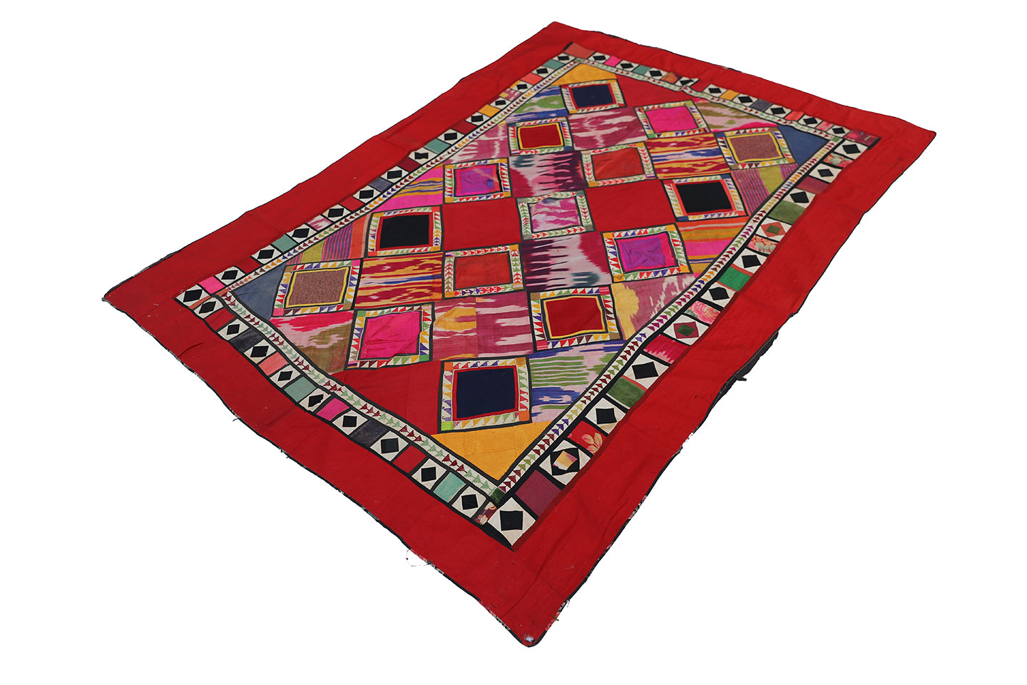 4'x6' Vintage Embroidered Uzbek Wall Hung Patchwork Tapestry