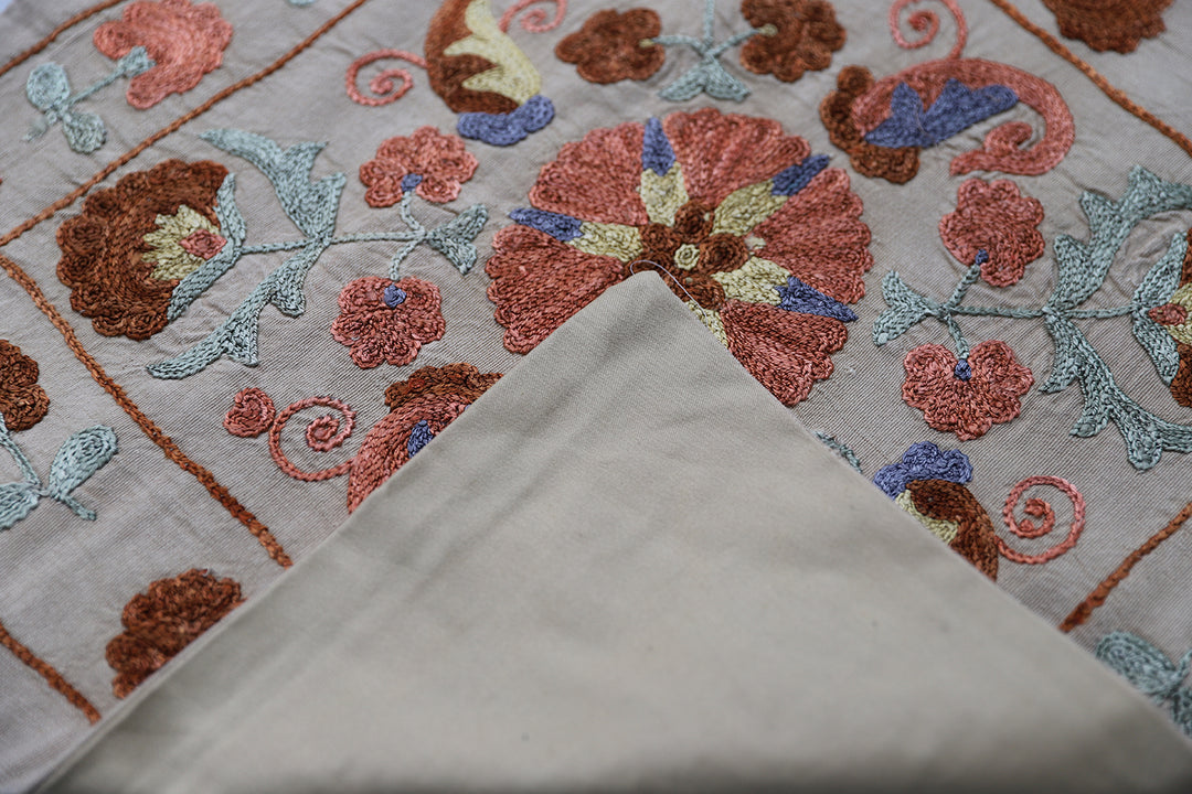 17"x18" Hand Embroidered Uzbek Pillowcase