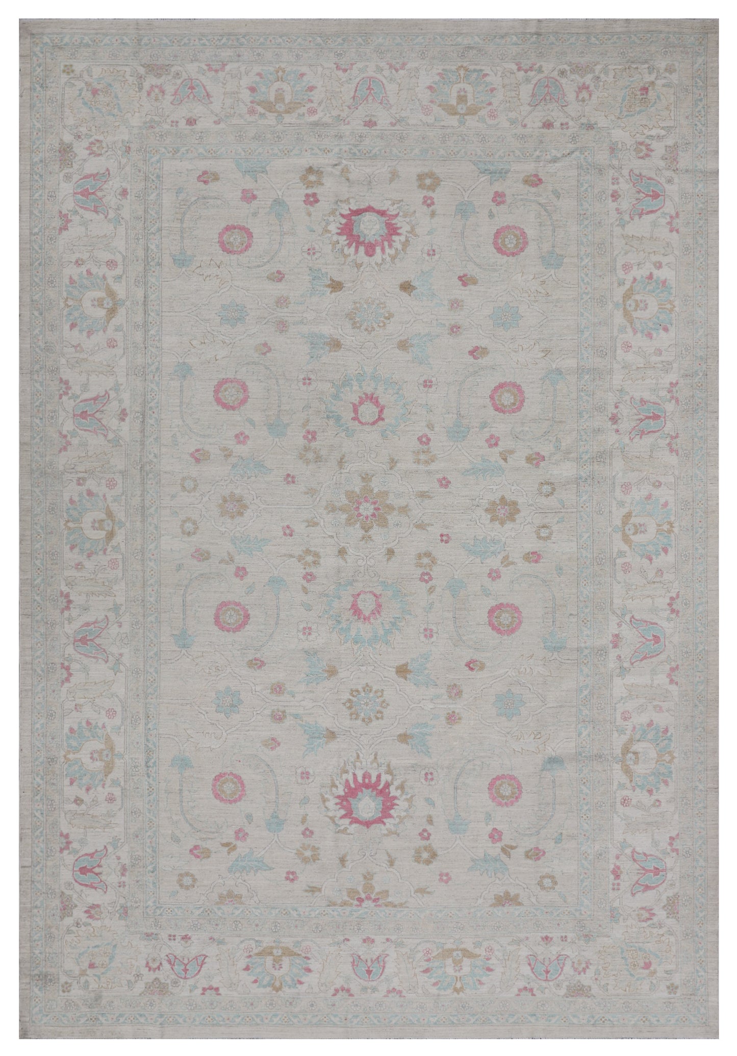 10'x14' Ariana Traditional Blue Ivory Pink Rug