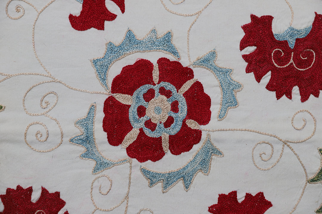 20"x21"  Suzani Pillowcase, Silk Embroidery Cushion Cover, Decorative Sham