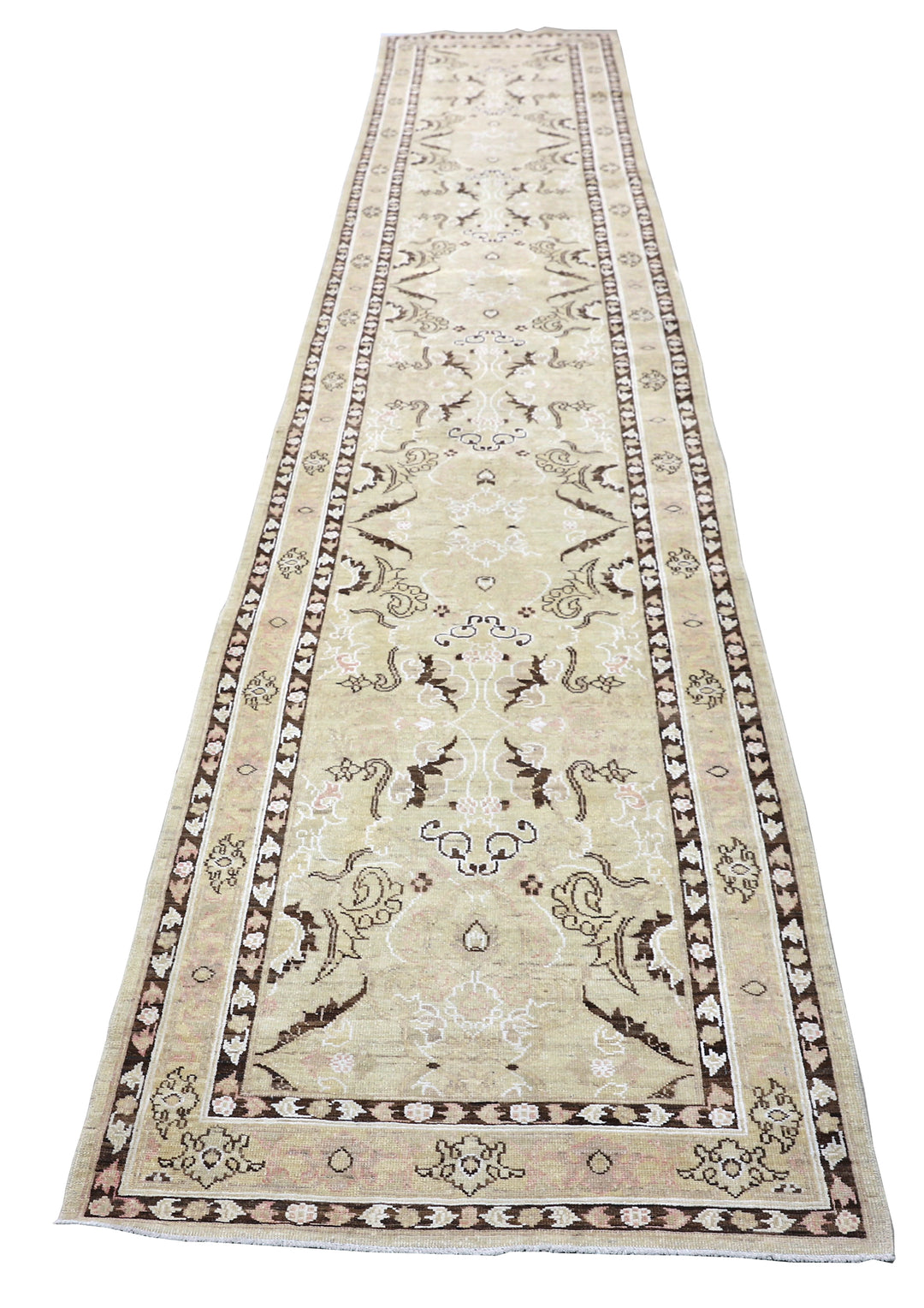 16'x3' Ariana Transitional Ivory Cream Brown White Runner Rug