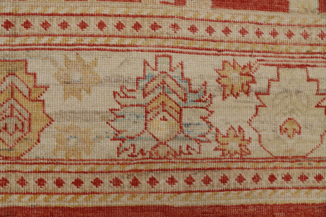 10'x14' New Hand-Knotted Afghan Oushak Rug - Organic Wool Floral