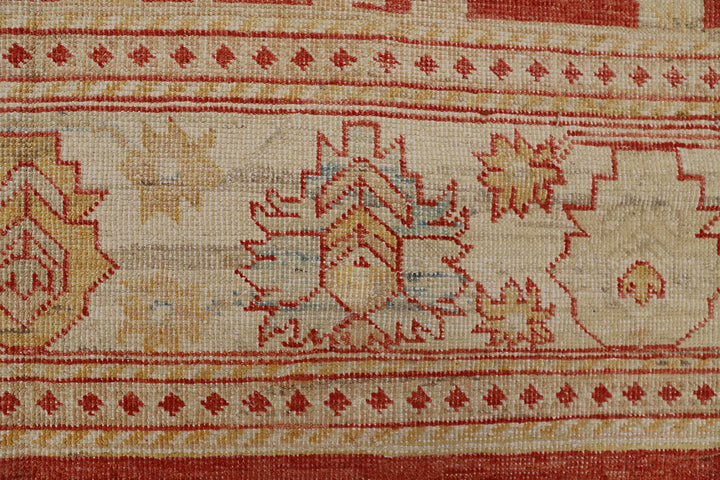 10'x14' New Hand-Knotted Afghan Oushak Rug - Organic Wool Floral