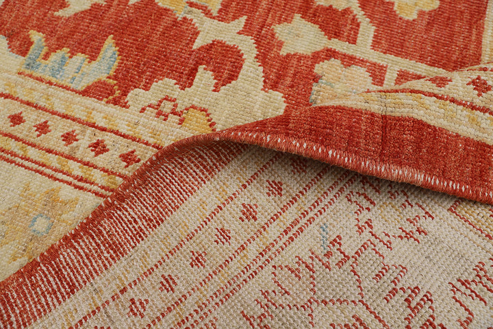 10'x14' New Hand-Knotted Afghan Oushak Rug - Organic Wool Floral