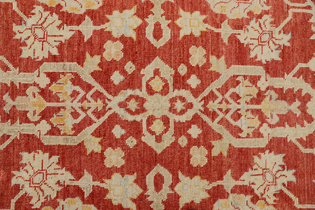 10'x14' New Hand-Knotted Afghan Oushak Rug - Organic Wool Floral