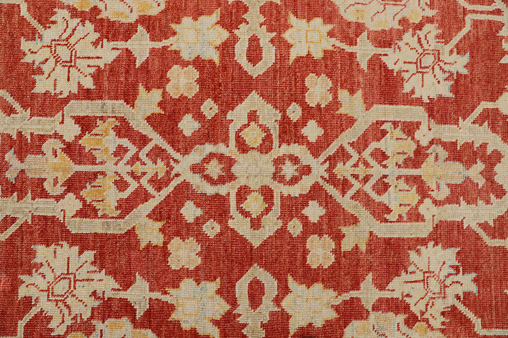 10'x14' New Hand-Knotted Afghan Oushak Rug - Organic Wool Floral
