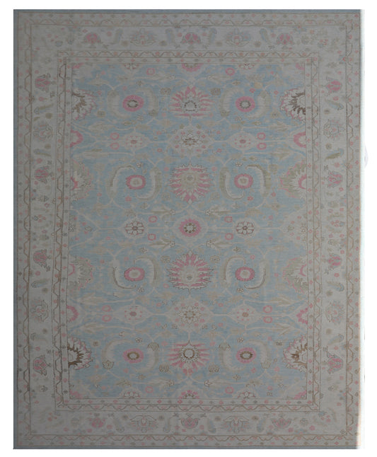 10'x14' Soft Blue Pink Ivory Brown Sultanabad Design Ariana Traditional Rug