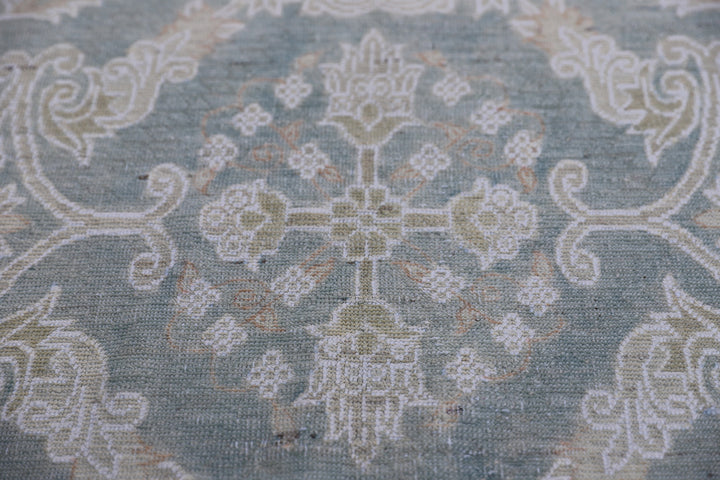 12'x3' Ariana Geometric Caucasian Design Blue Beige White Runner Rug