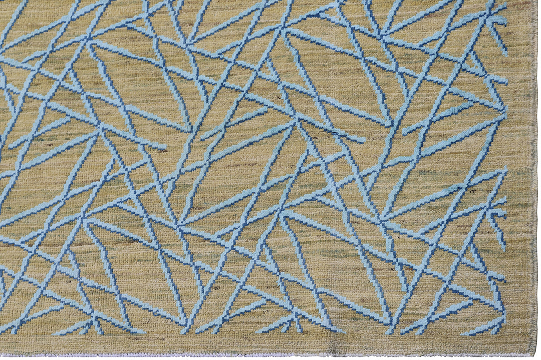 10'x14' Hand Knotted Geometric Design Ariana Modern Soft Green Blue Rug