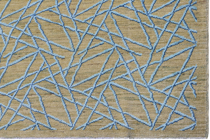 10'x14' Hand Knotted Geometric Design Ariana Modern Soft Green Blue Rug