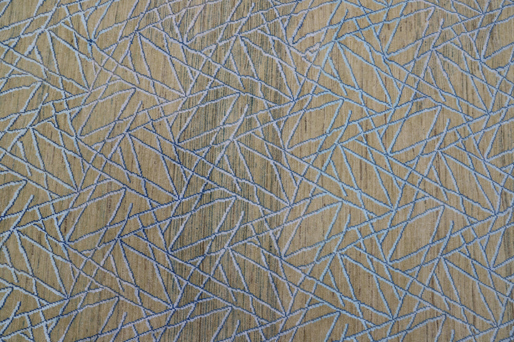 10'x14' Hand Knotted Geometric Design Ariana Modern Soft Green Blue Rug