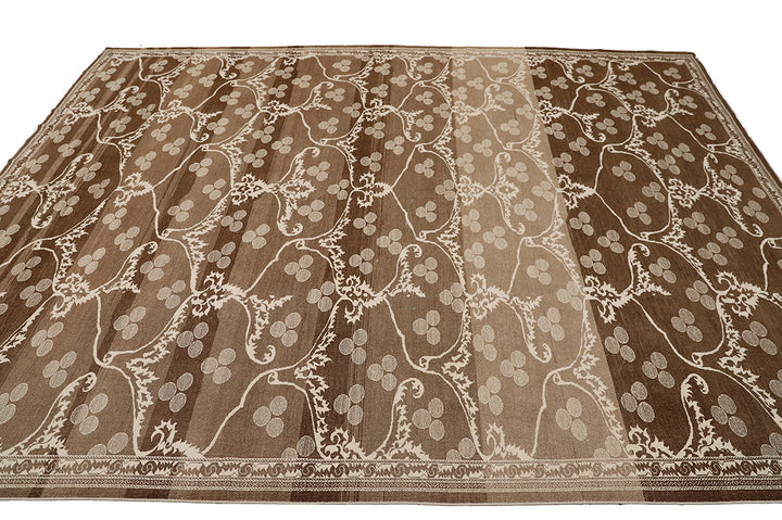 9'x12' Hand-Knotted Ottoman Design Rug | Organic Wool & Silk | Earth Tones