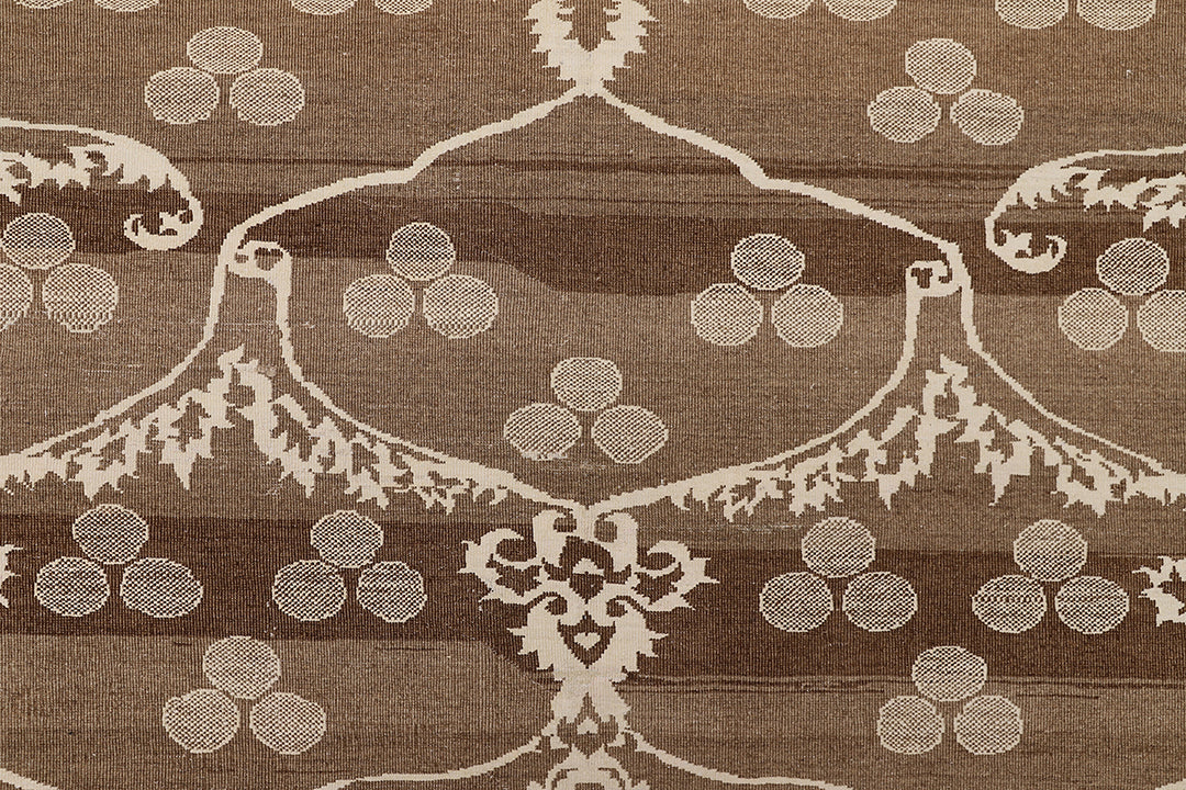 9'x12' Hand-Knotted Ottoman Design Rug | Organic Wool & Silk | Earth Tones